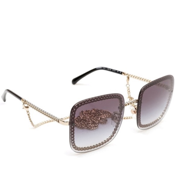 chanel square sunglasses with chain